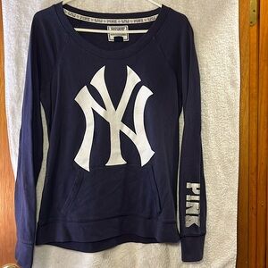 Victoria's Secret PINK NY Yankees Sweatshirt navy white silver Limited Edition L